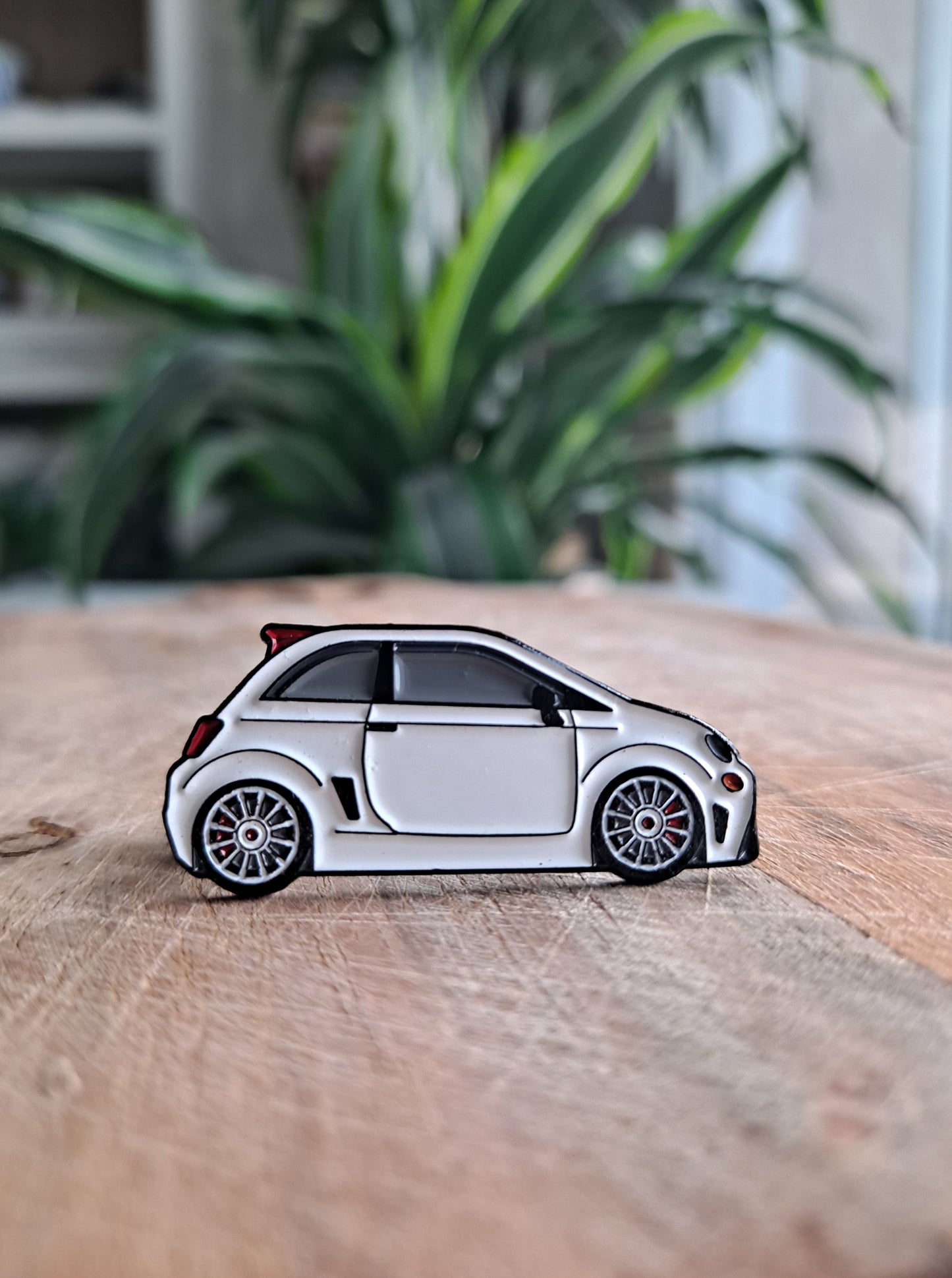 500 Abarth white enamel pin