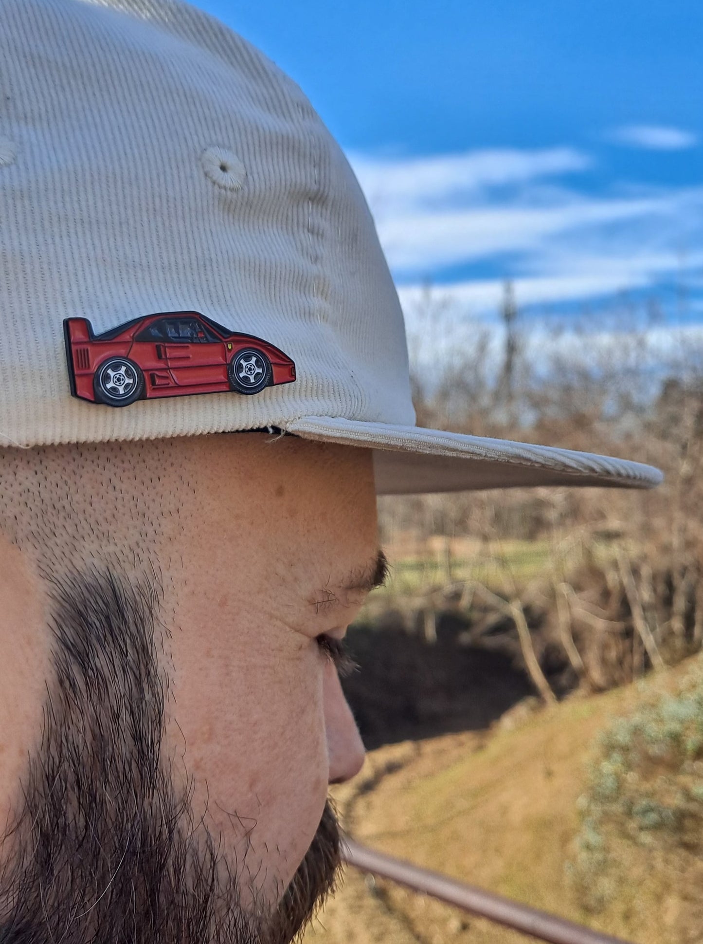 Ferrari F40 Pin on a cap