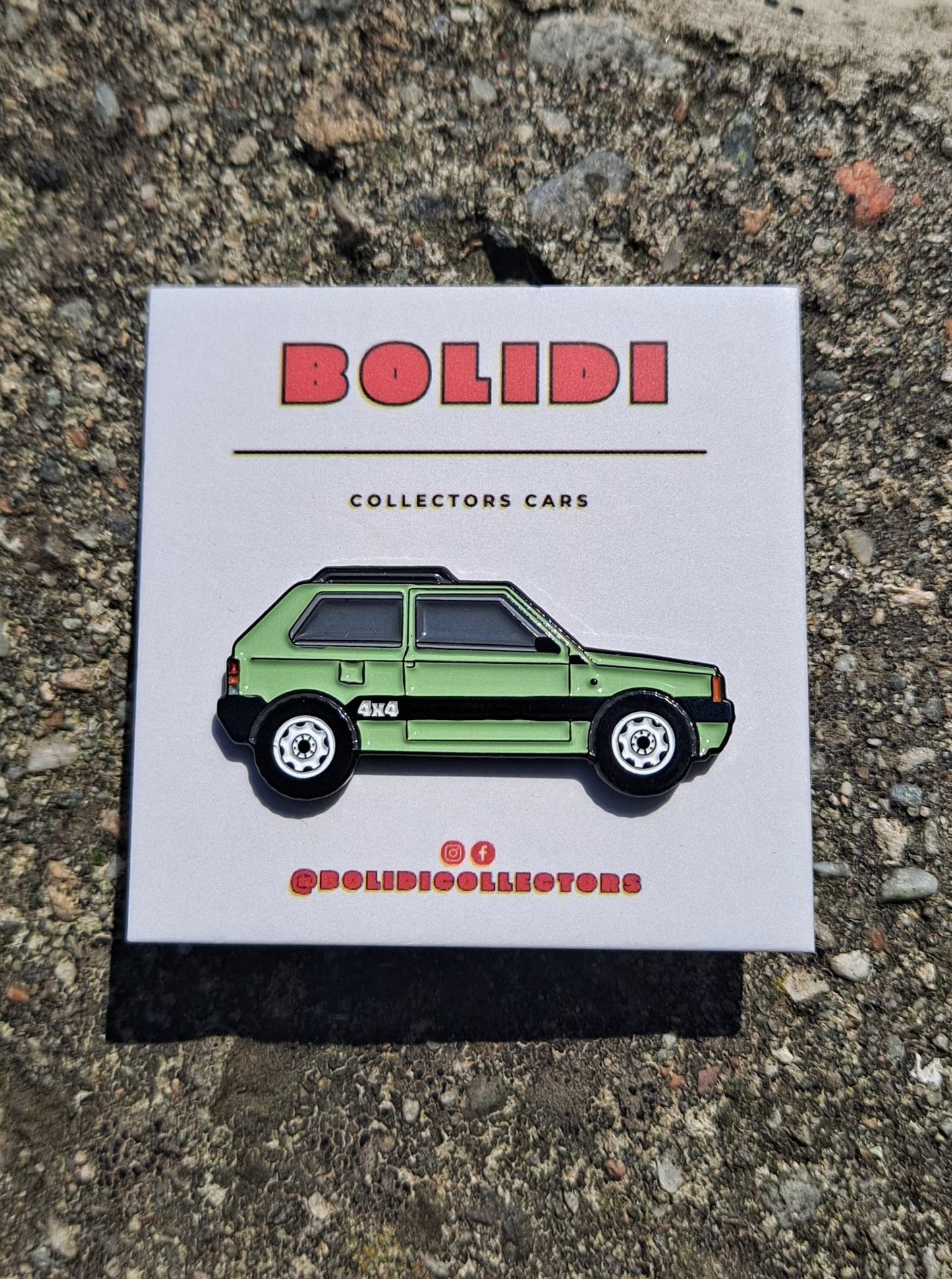 Fiat Panda Pin Mint Green on asphalt