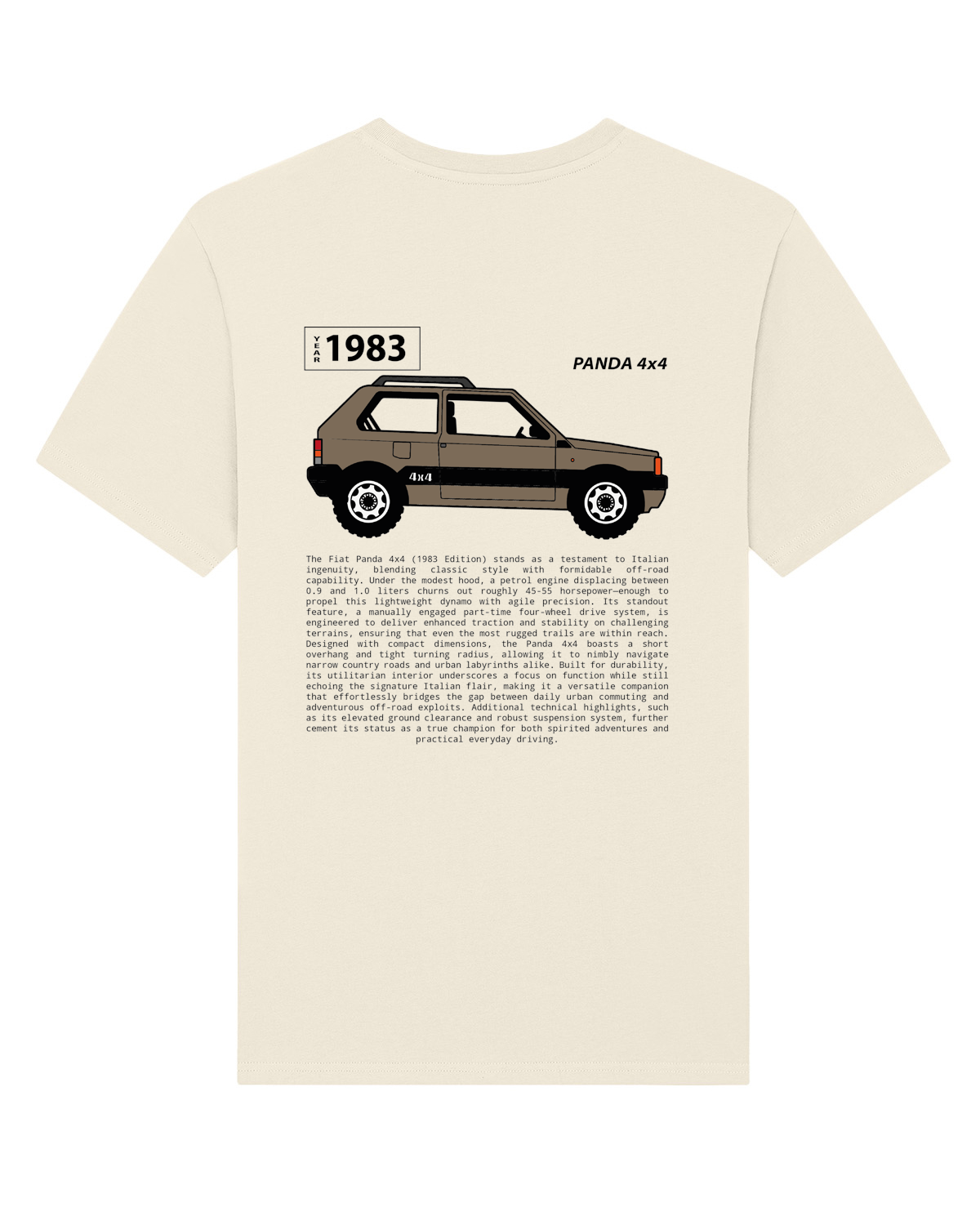 Grey Fiat Panda 4x4 tribute tee back natural raw