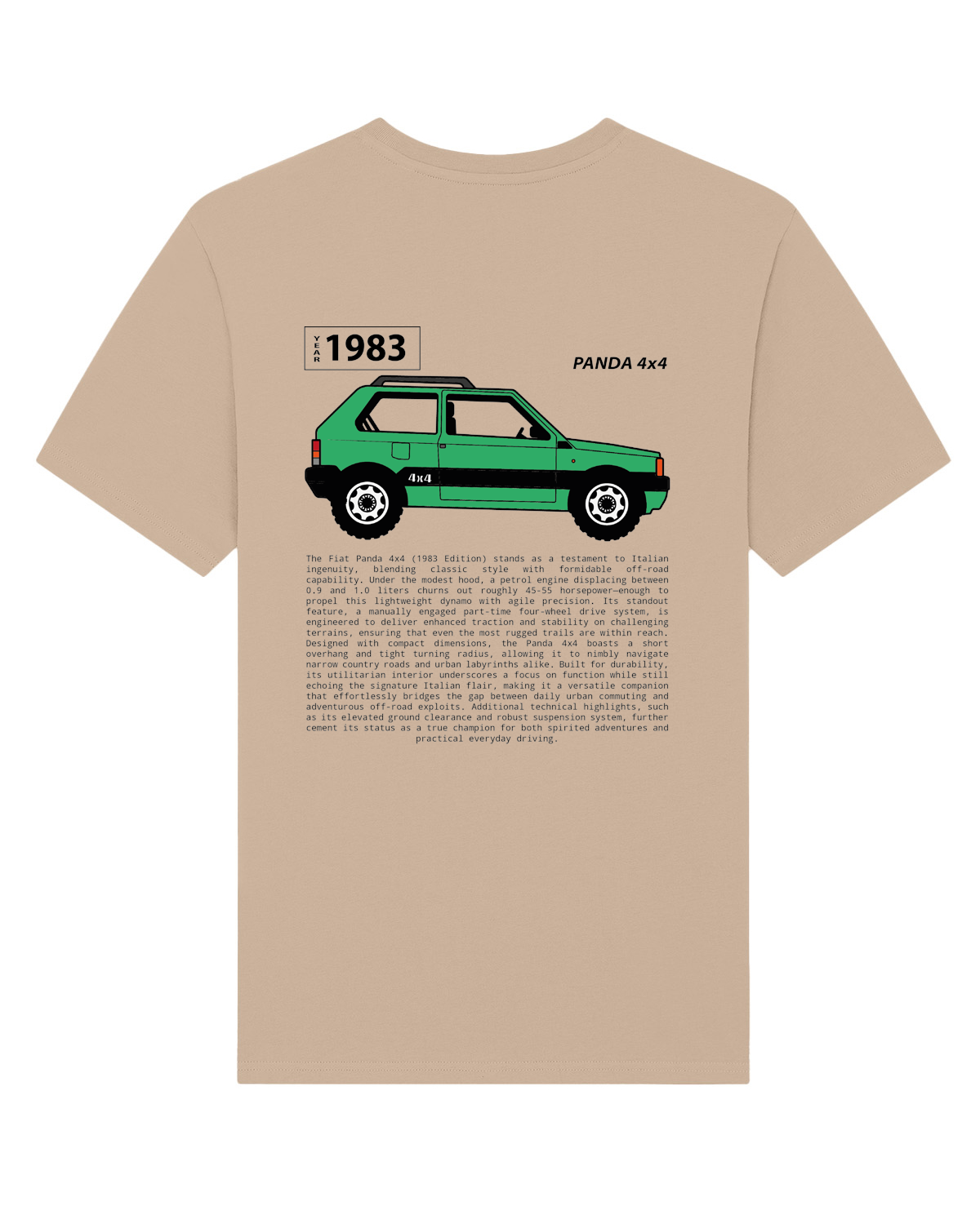 Mint Fiat Panda 4x4 tribute tee back desert dust