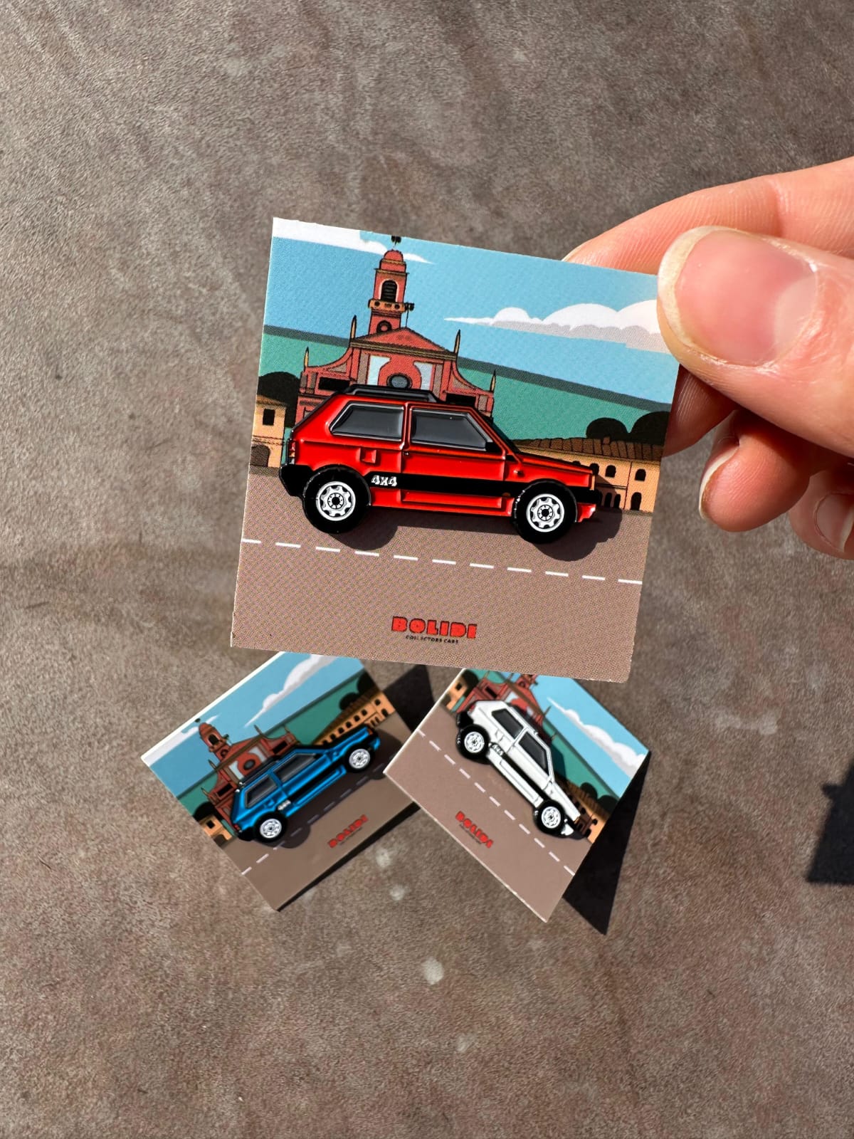 Panda 4x4 Enamel Pin - Italian Small Town Landscape Backing Card
