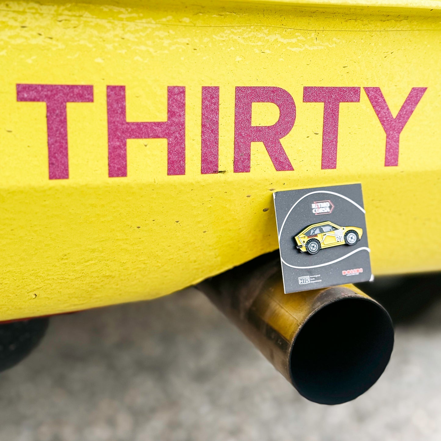 Ritmo Corsa car pin on exhaust pipe