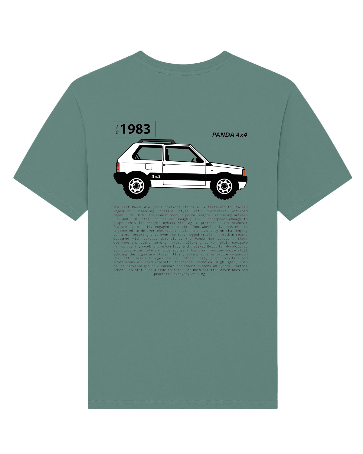 White Fiat Panda 4x4 tribute tee back green bay