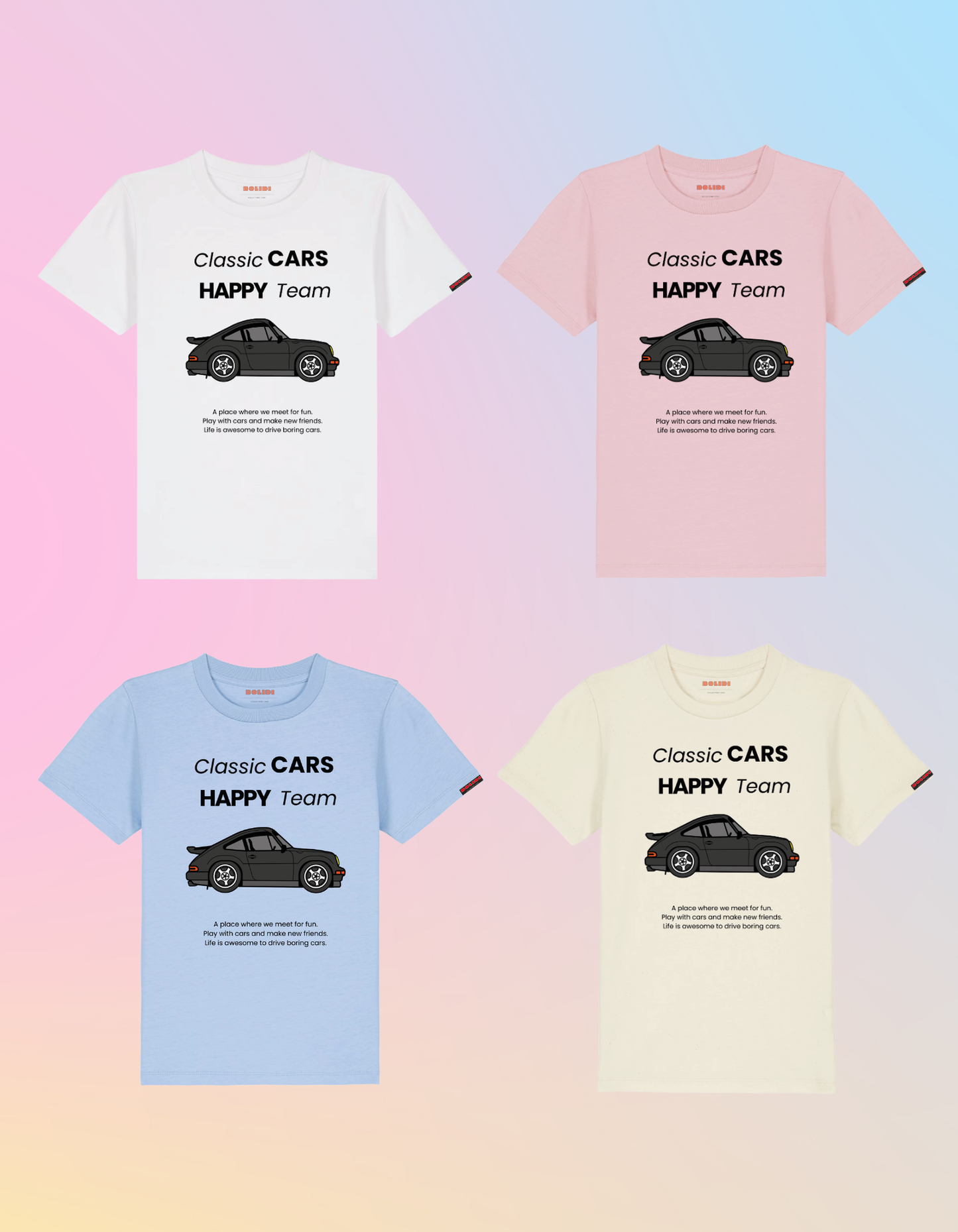 Kids T-Shirt - Classic Cars Happy Team Porsche 911