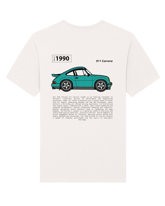 Blue Porsche Carrera 911 tribute tee back vintage white