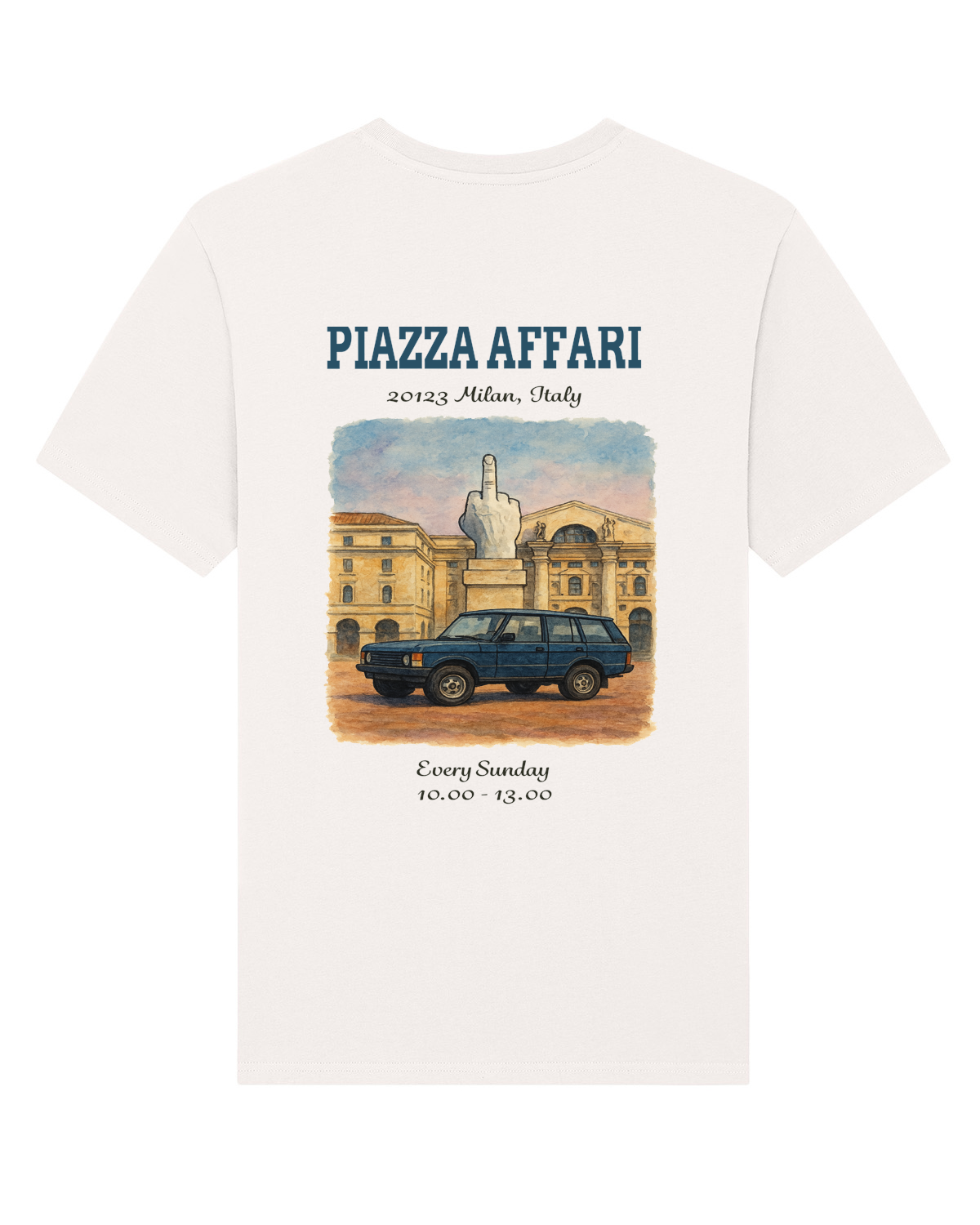 Bolidi x Quellidipiazzaaffari blue Range Rover t-shirt back