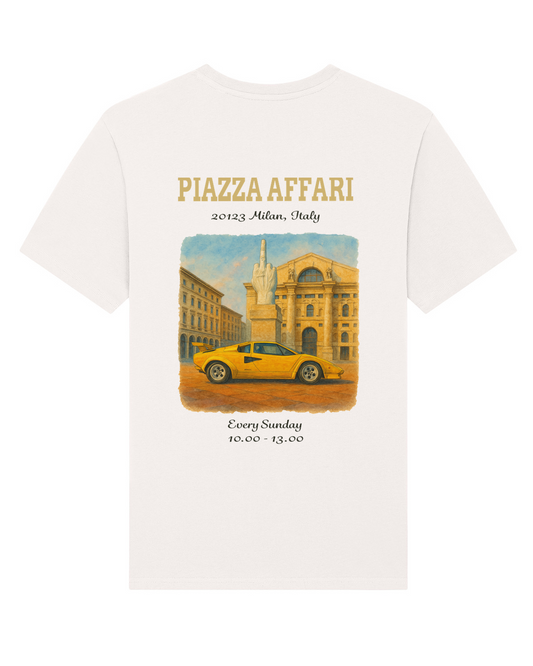 Bolidi x Quellidipiazzaaffari yellow Lamborghini Countach t-shirt back