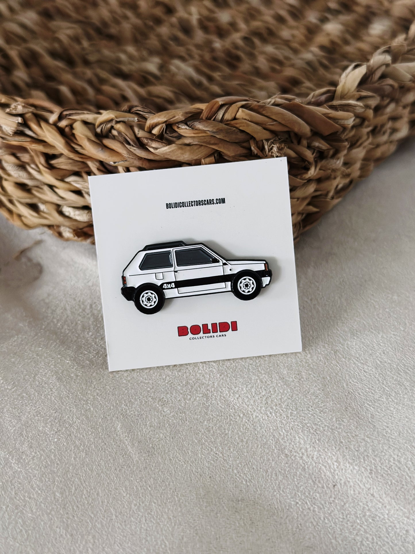 Panda 4x4 White Enamel Pin - Classic Italian Car