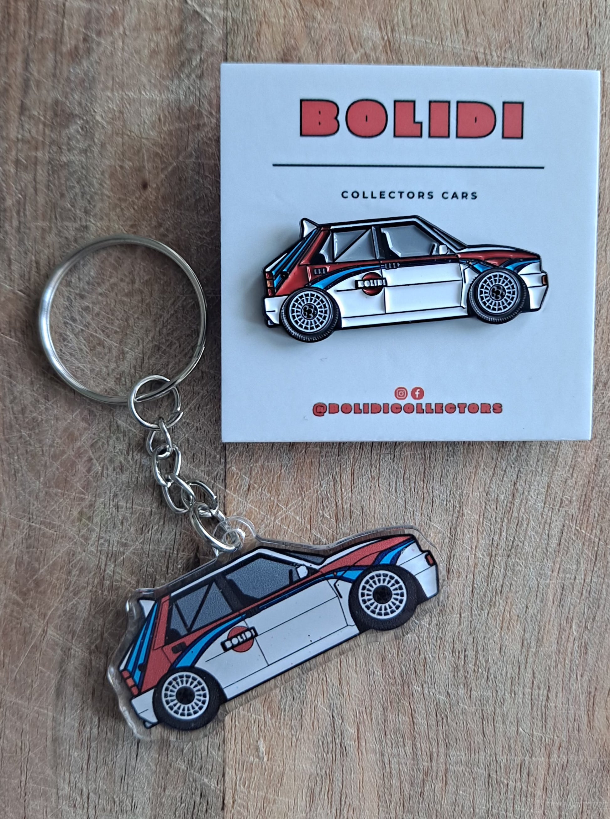 Lancia delta martini livery enamel pin and keychain