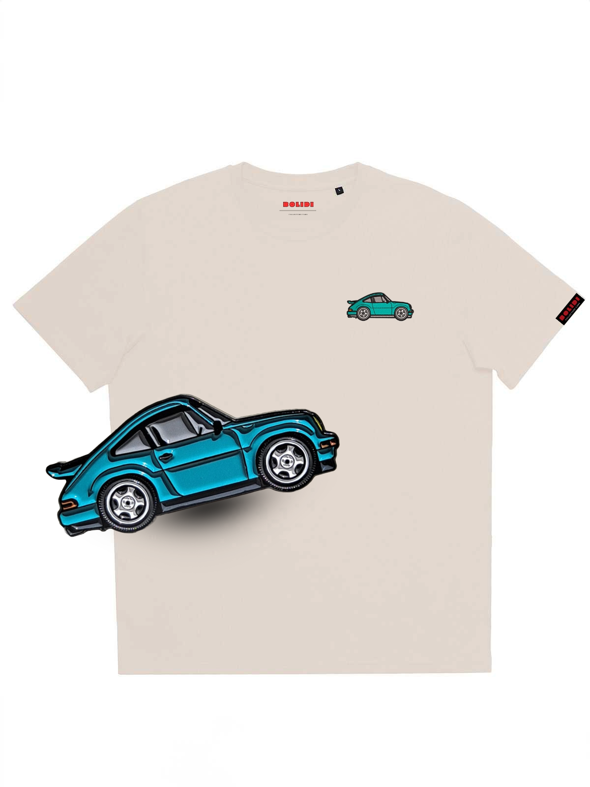 T-shirt and pin bundle blue Porsche 911