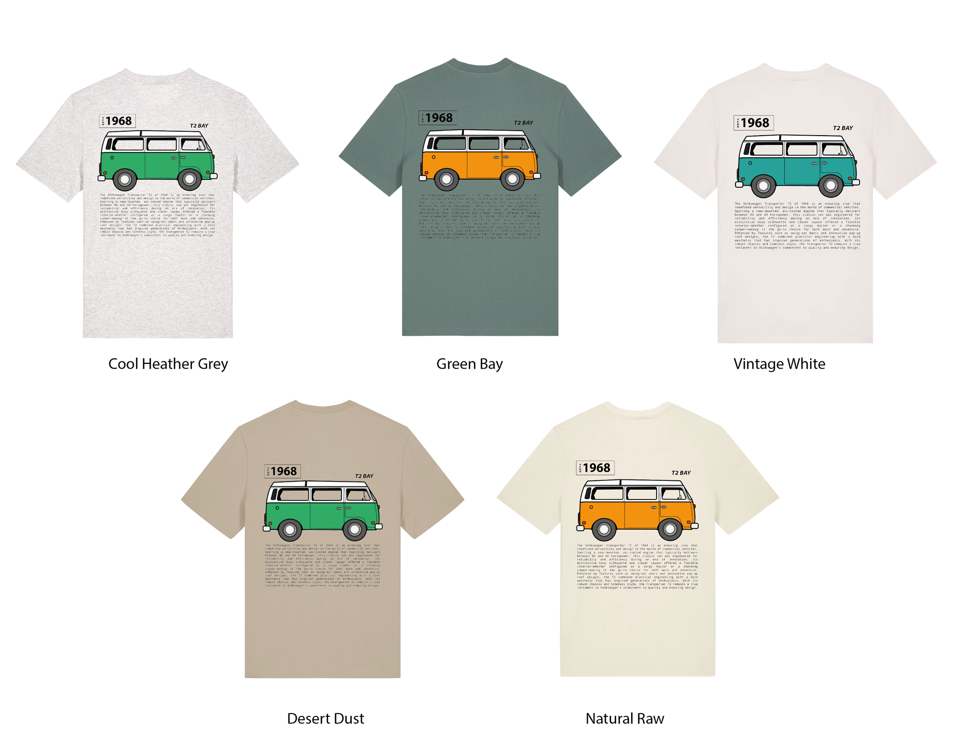 Volkswagen T2 Bay tribute tee back all variants