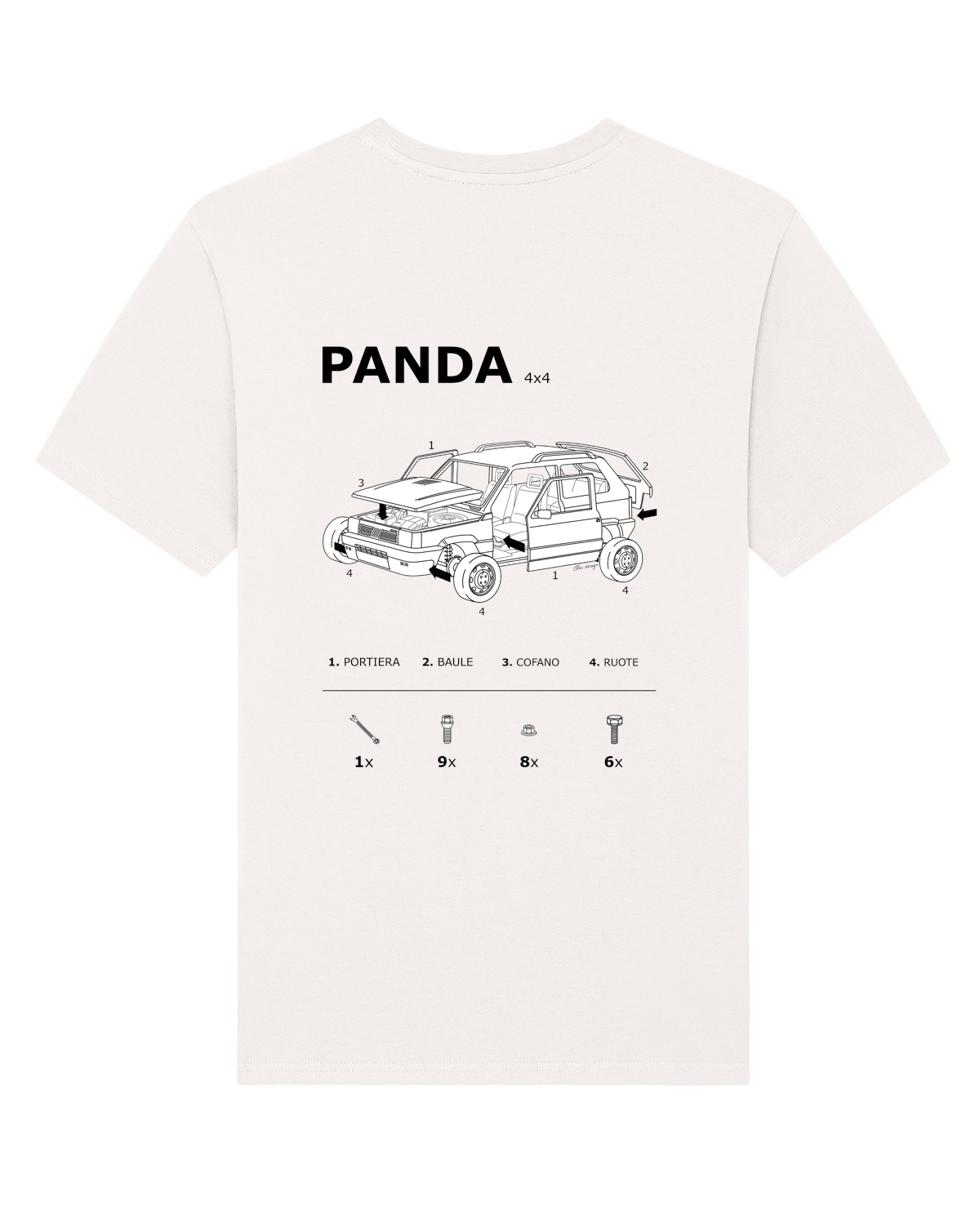 BOLIDI x CLM Design - Fiat Panda 4x4 Assembly Instruction T-Shirt
